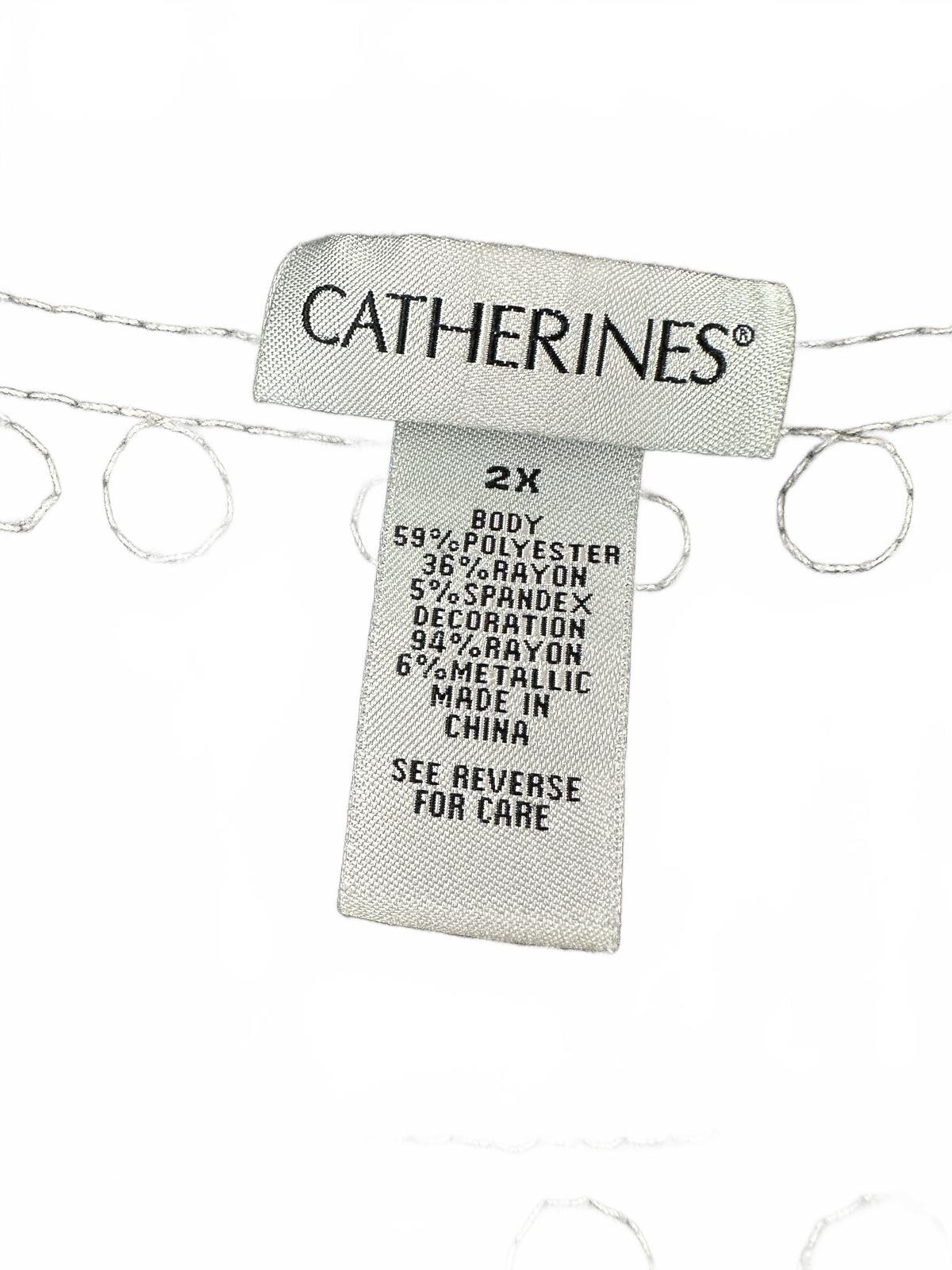 Catherines Gray Embroidered Boho Tunic Top Vintage Inspired Casual