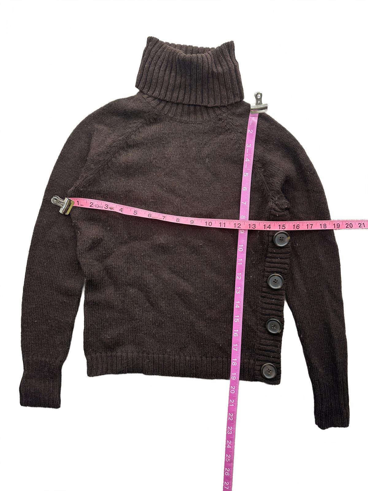 The Limited Brown Turtleneck Sweater with Side Button Detail
