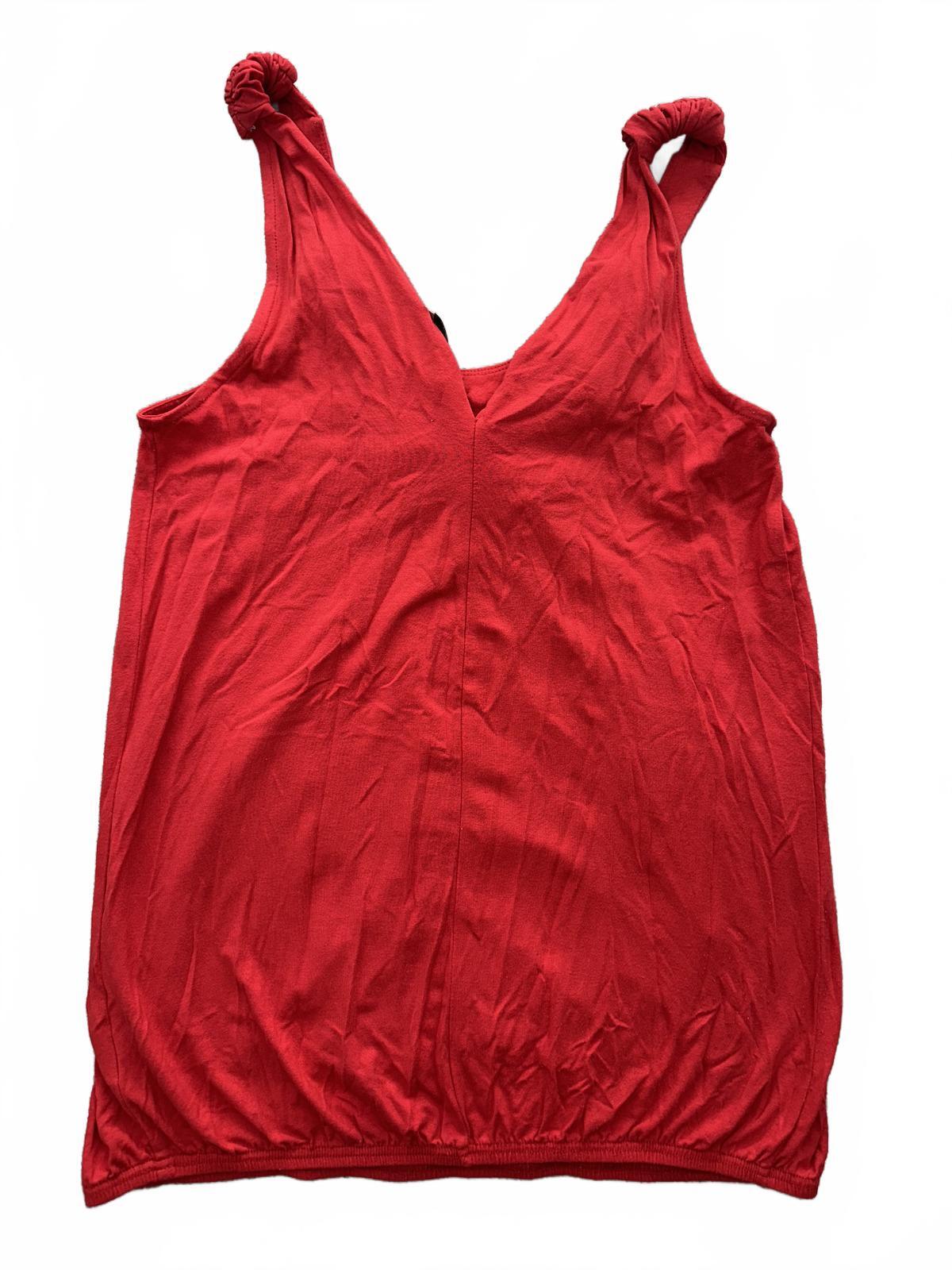 Twenty One Red Floral Ruffle Tank Top Boho Chic Summer Muscle Tee