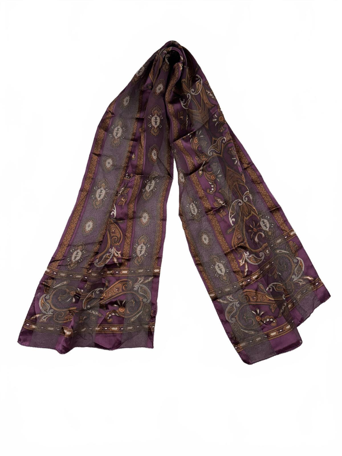 Vintage Purple Paisley Sheer Scarf