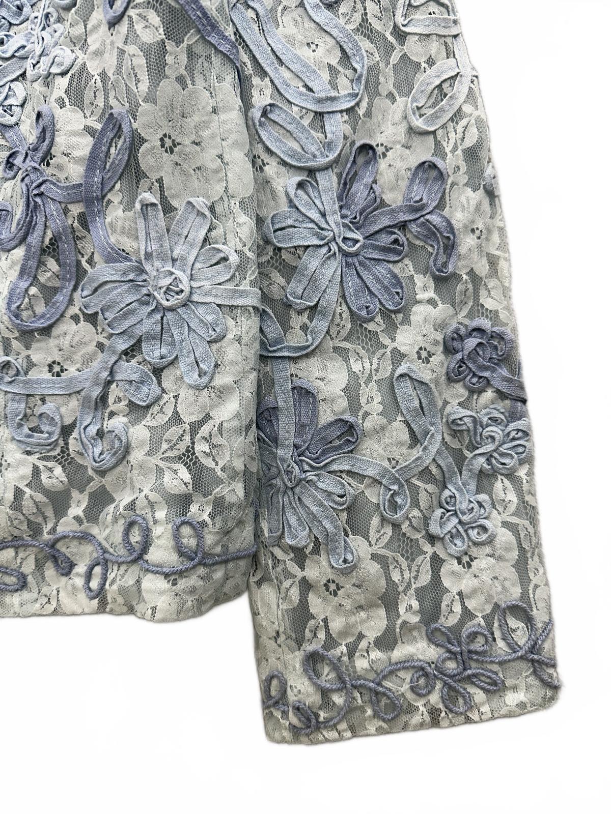 Coldwater Creek Embroidered Lace Jacket Light Blue Vintage Floral
