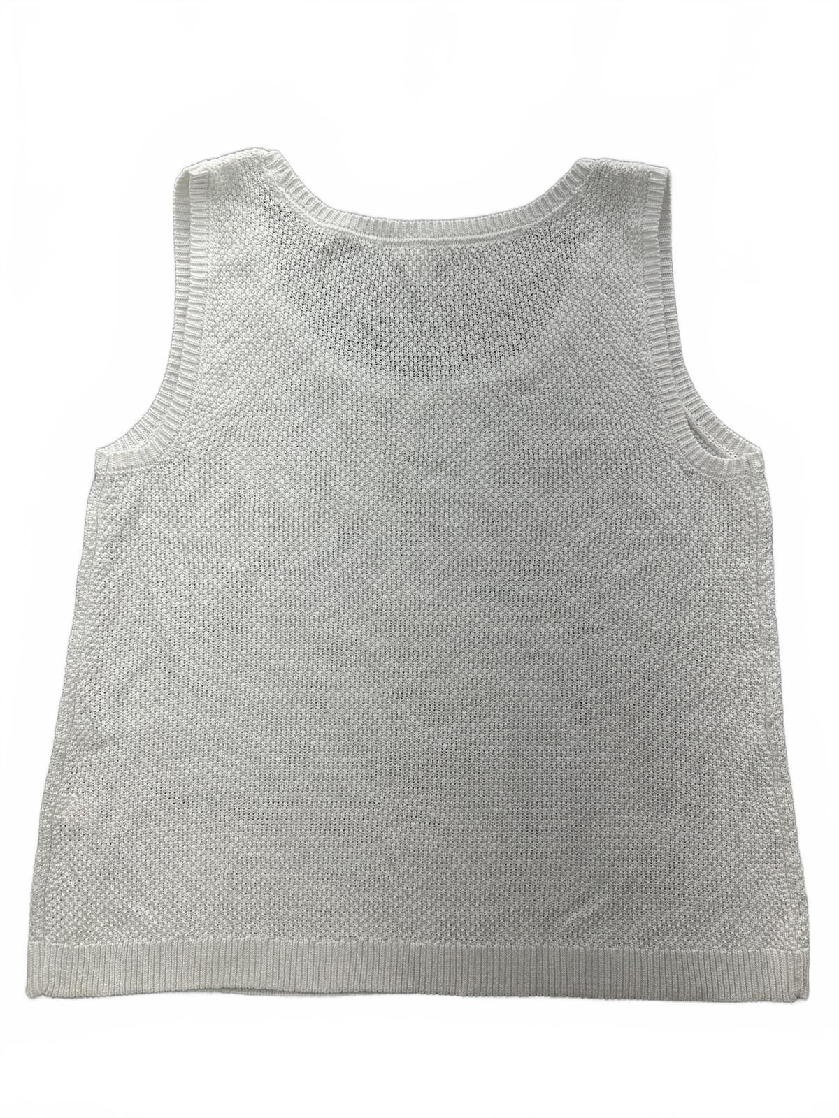 J Jill White Knit Tank Top Classic Scoop Neck Lightweight