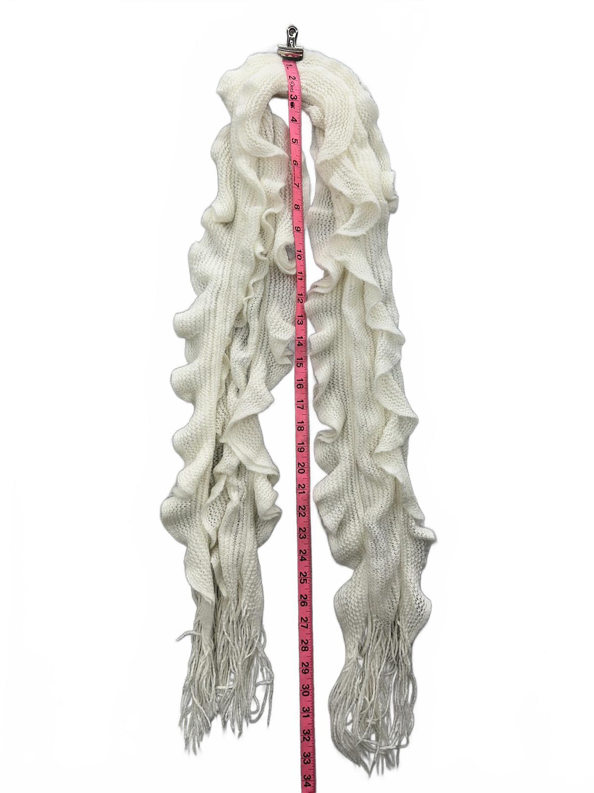 White Ruffle Knit Scarf Cozy Fairycore