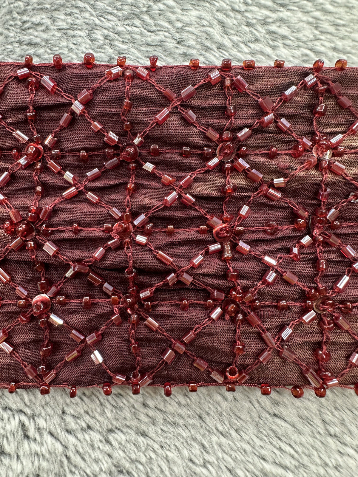 Pottery Barn Beaded Burgundy Waist Belt Vintage Boho Accessory