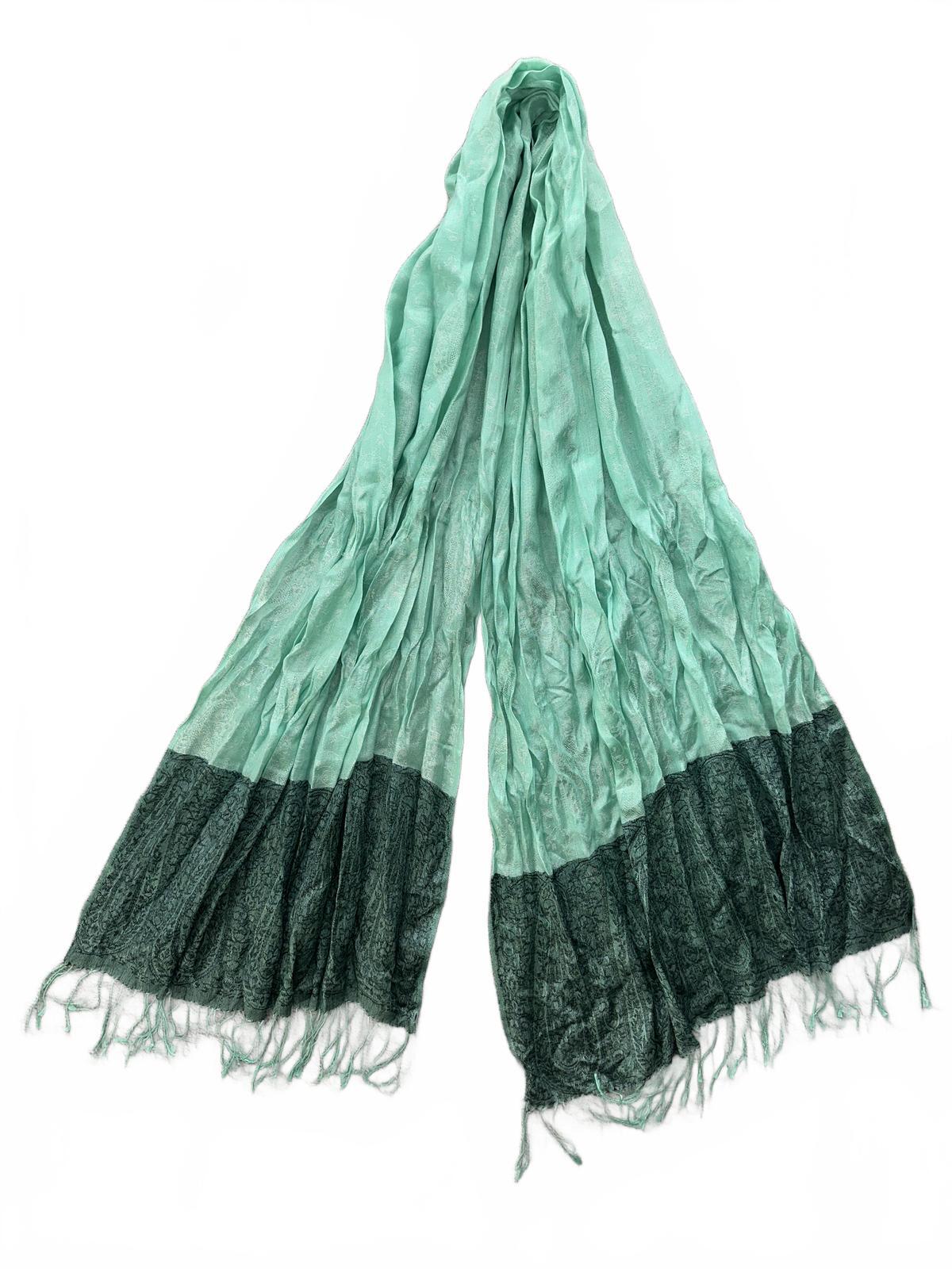 Boho Chic Ombre Paisley Shawl Scarf in Green