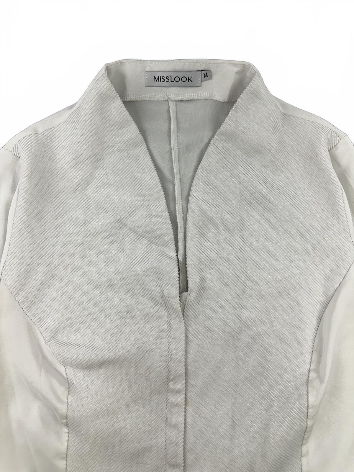 Misslook White Structured Jacket Minimalist Y2K Office Casual Zip Front