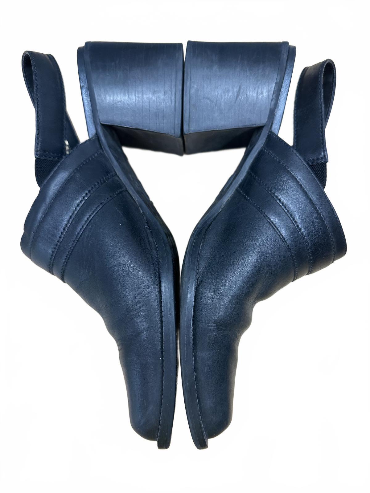 Nicole Black Leather Slingback Heeled Mules