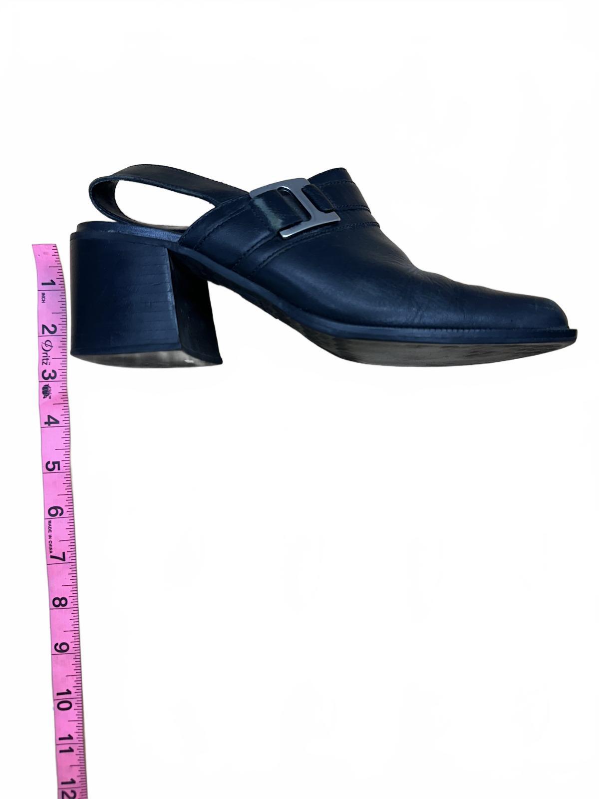 Nicole Black Leather Slingback Heeled Mules