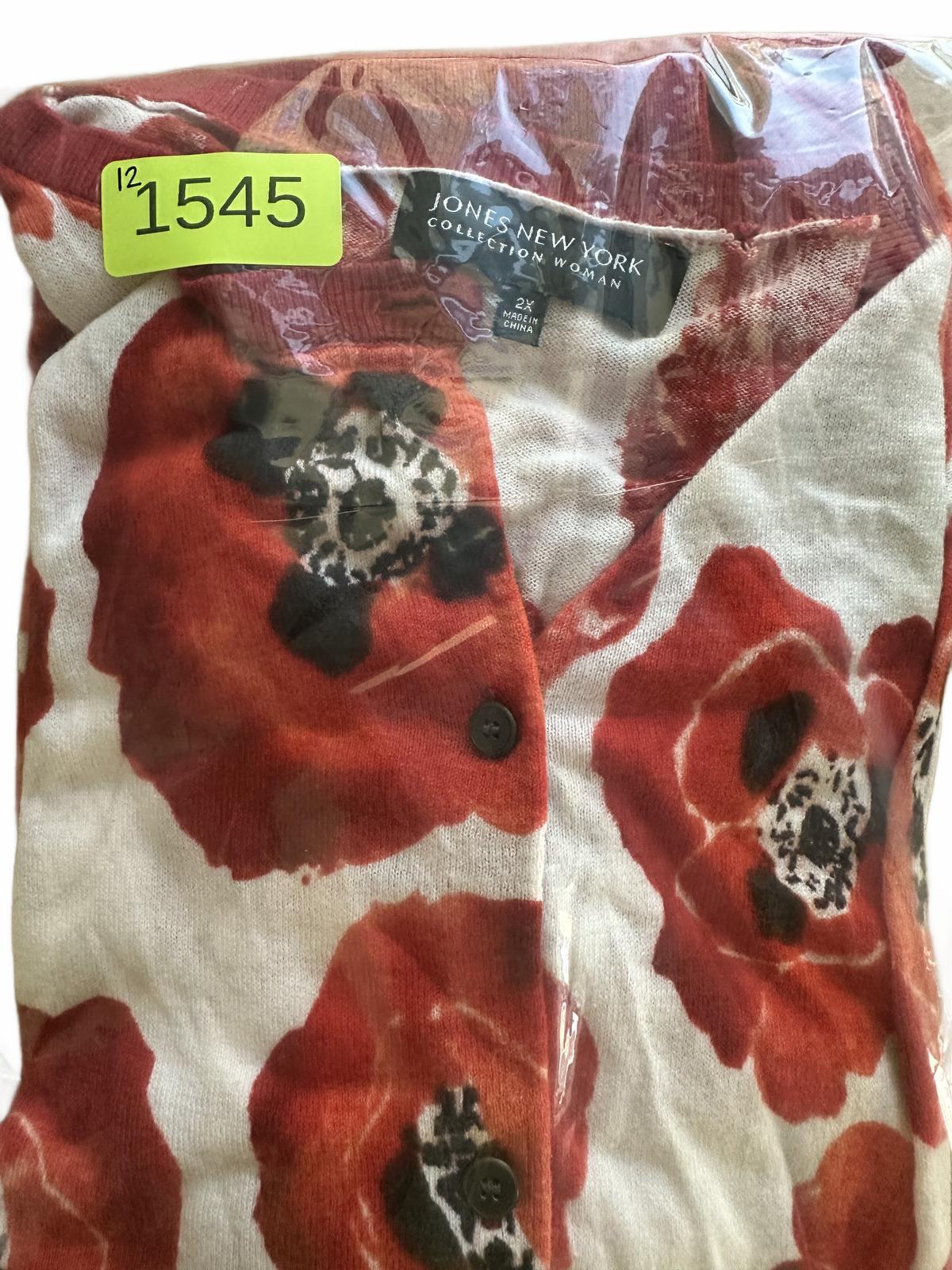 Jones New York Red Floral Cardigan Sweater Vintage Style Spring Layering Piece