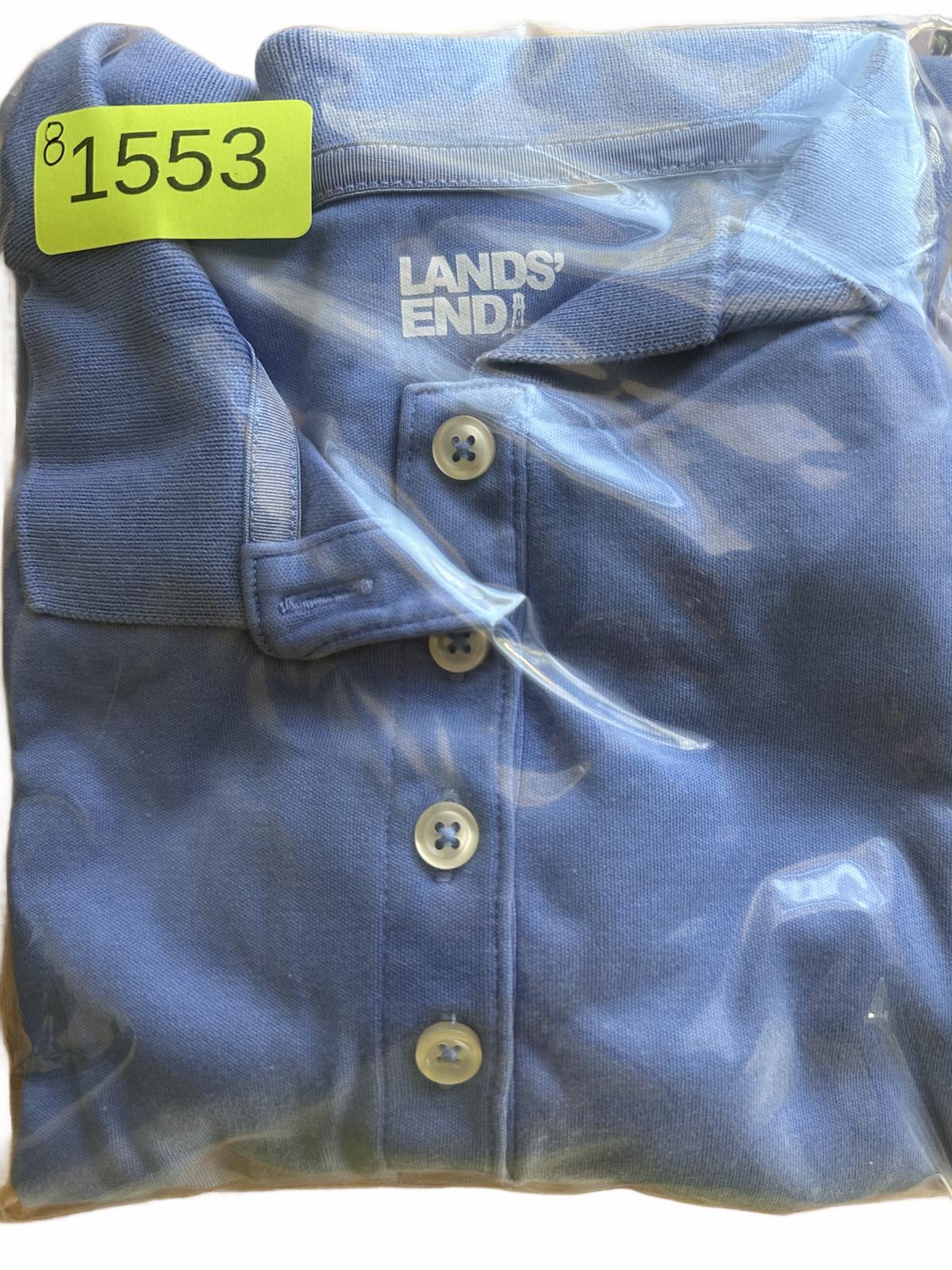 Lands' End Classic Blue Long Sleeve Polo Shirt