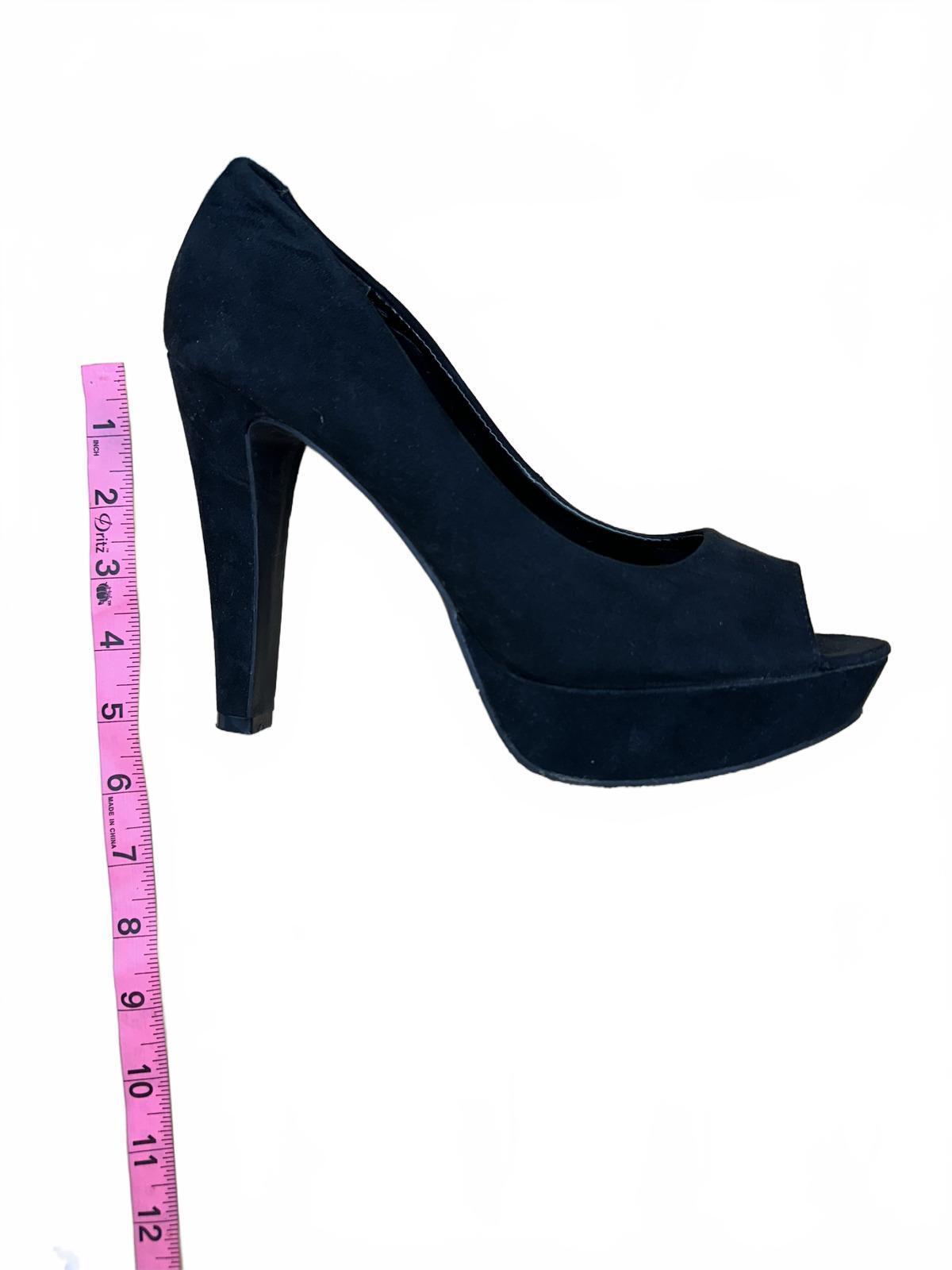 Candie's Black Suede Peep Toe Platform Heels