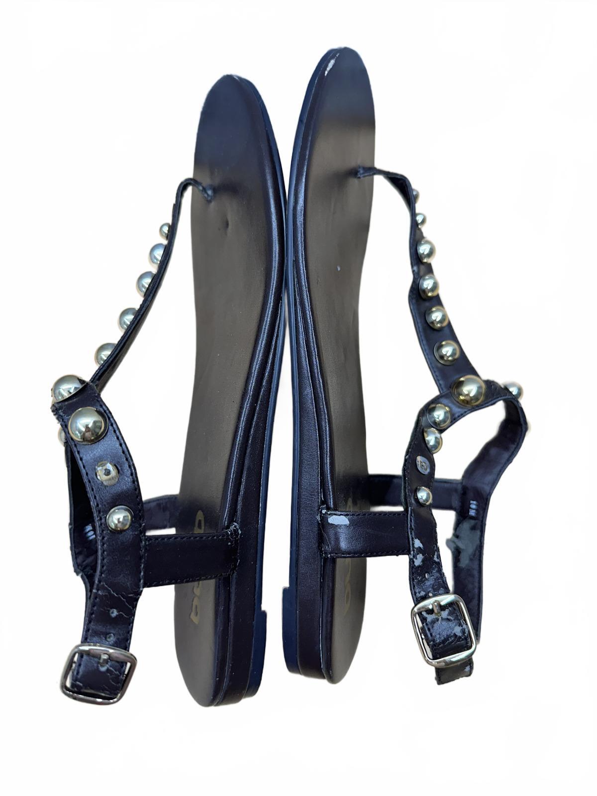 Black Studded T Strap Flat Sandals Edgy Summer