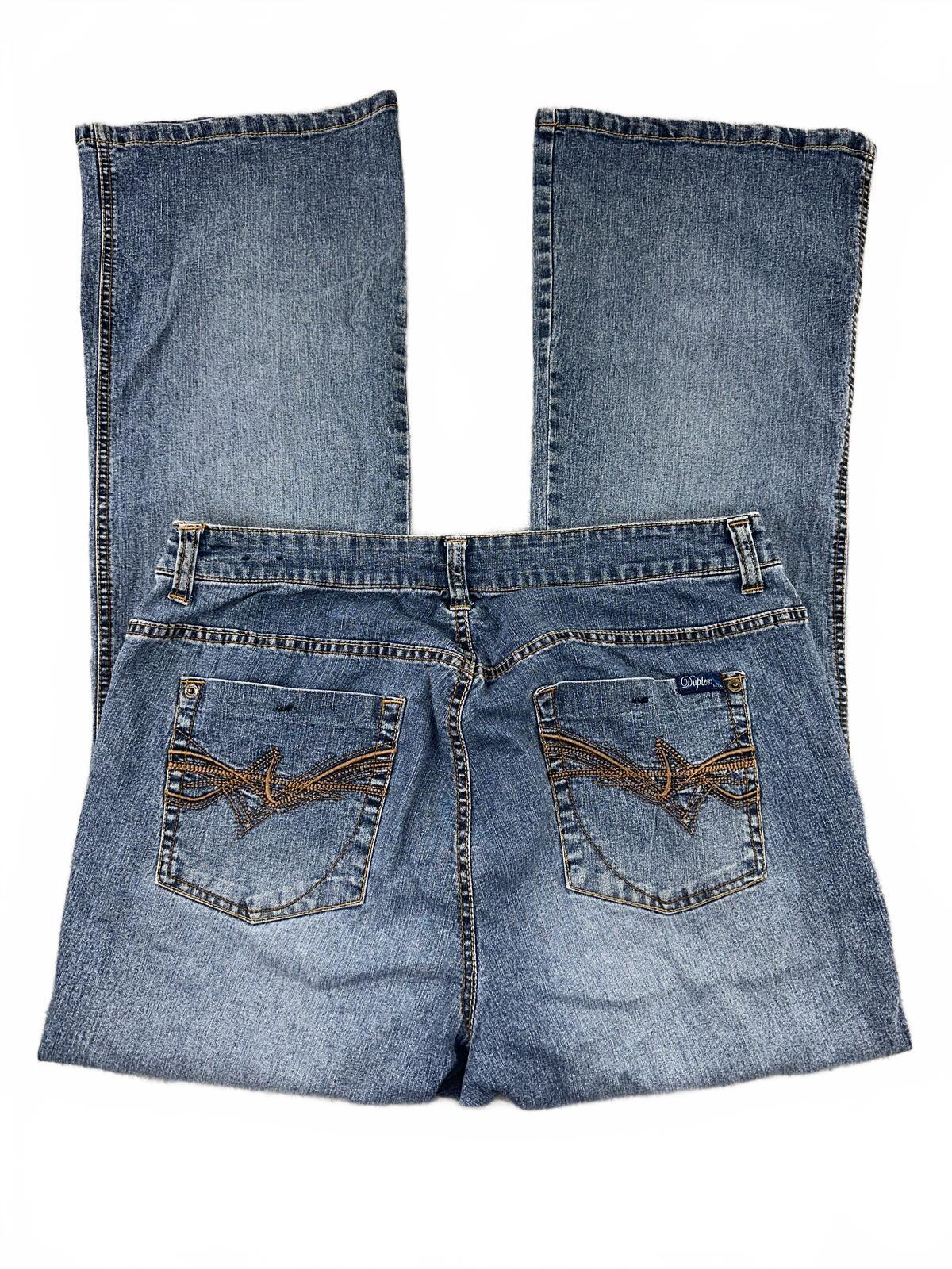 Duplex Y2K Embroidered Flare Jeans Wash Wide Leg Vintage Retro Y2K