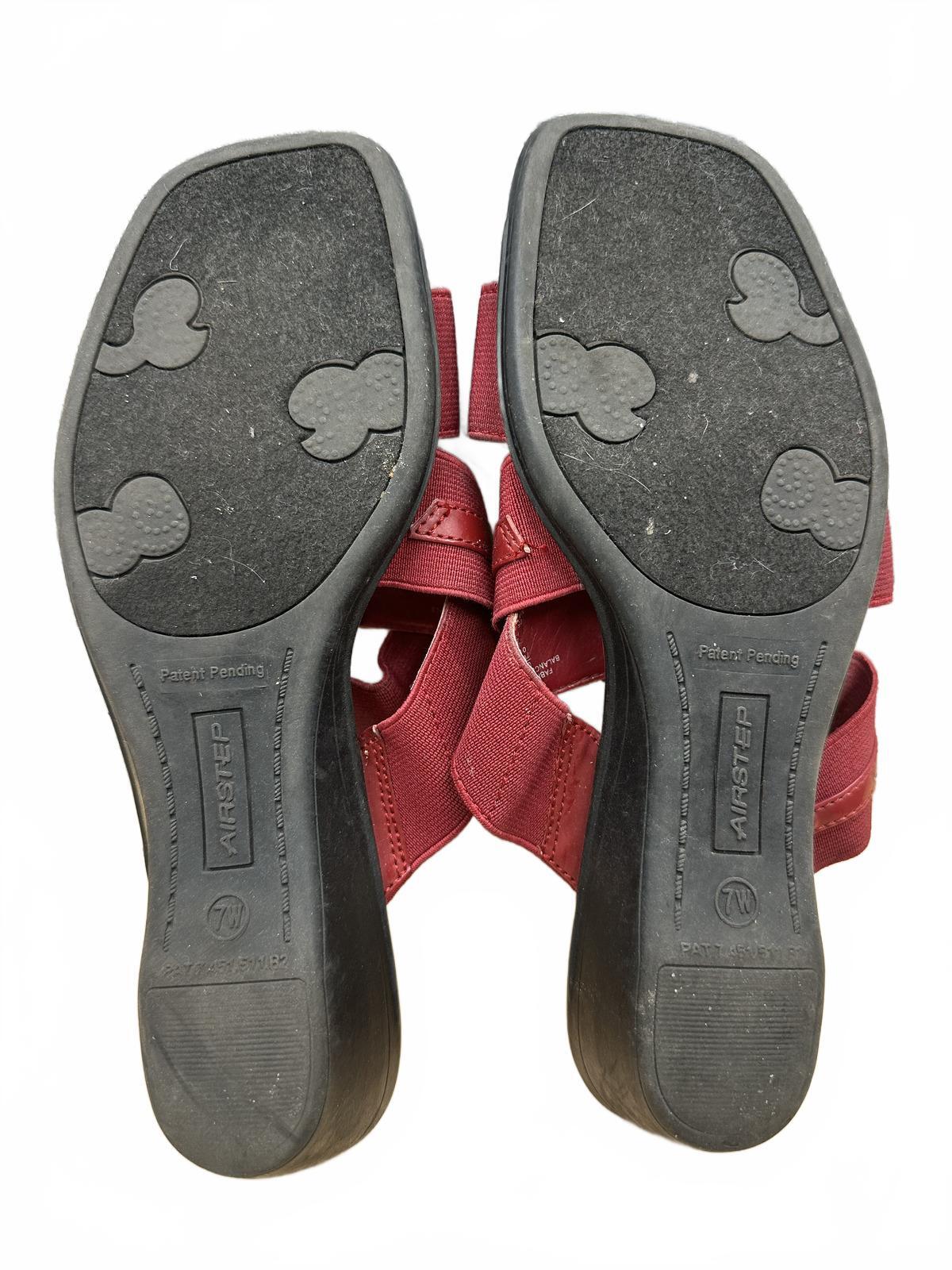 Airstep Burgundy Strappy Slide Sandals Wedge Heel
