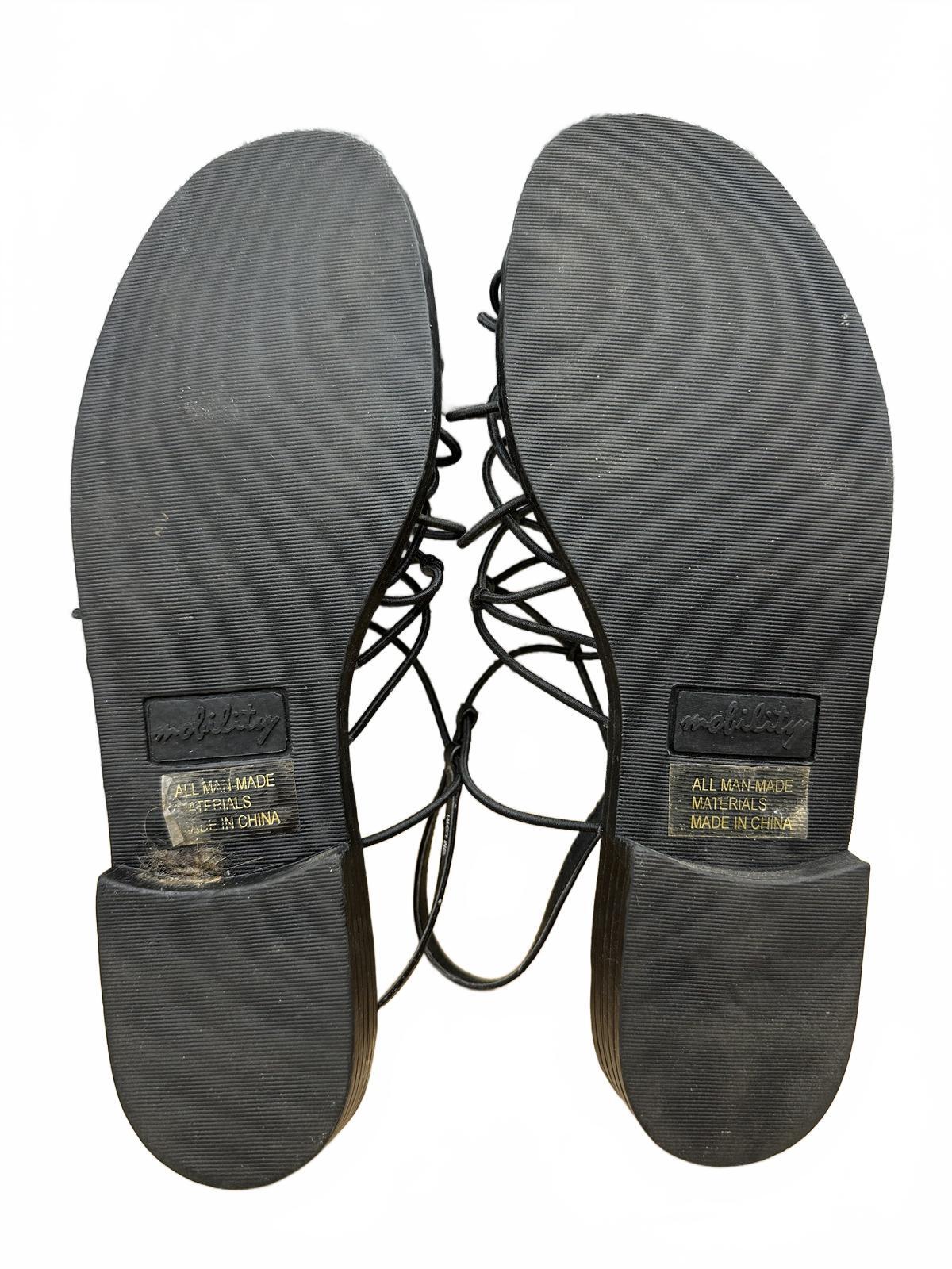 Mobility Black Strappy Flat Sandals