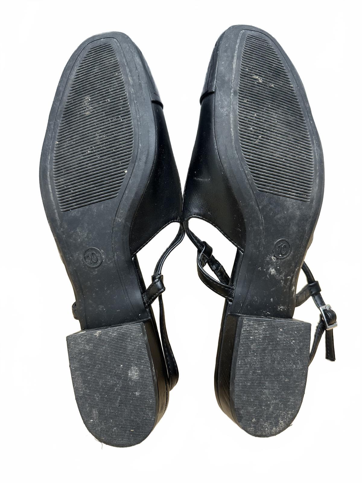 New Day Black Slingback Flats with Patent Toe Cap
