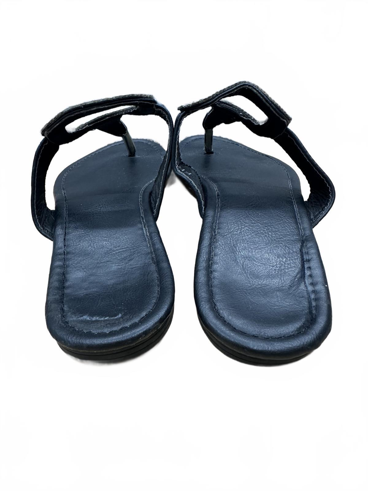 Black Sandals with Rhinestone Buckle