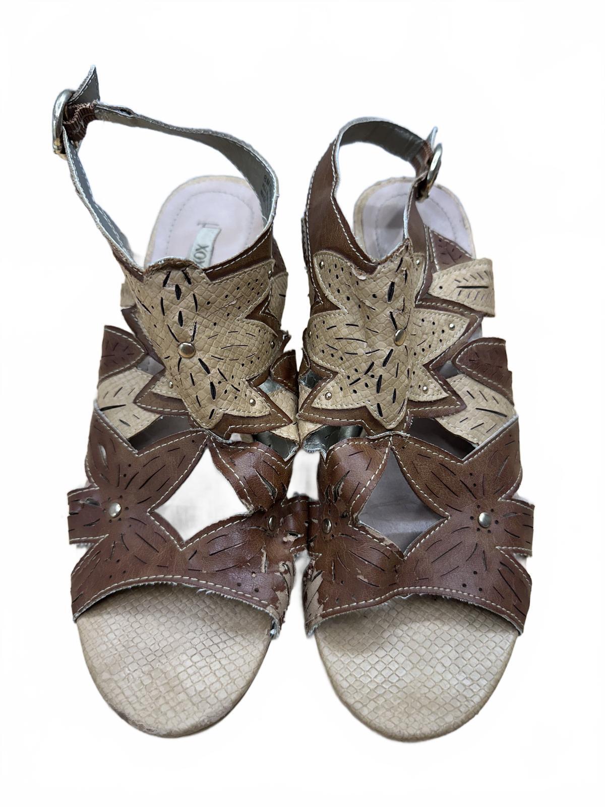 XOXO Brown Floral Cutout Wedge Sandals Boho Chic