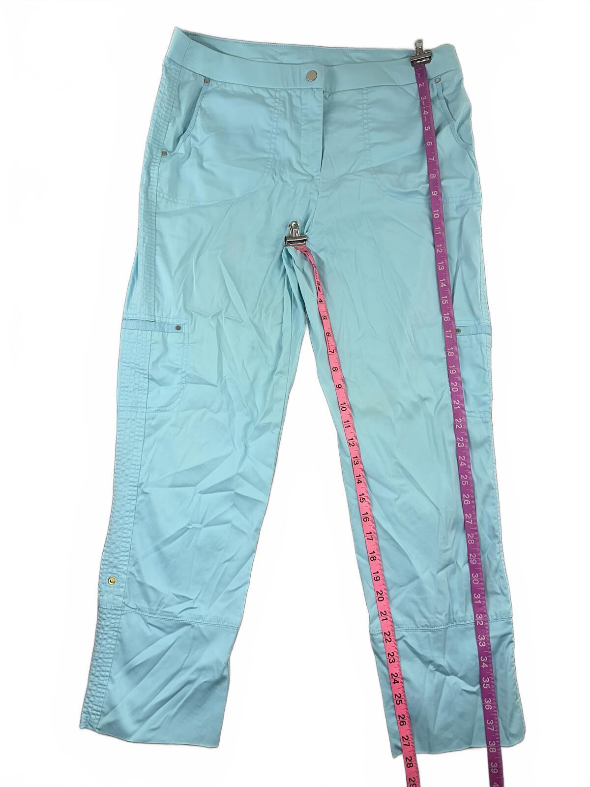 Chico's Light Blue Stretch Crop Capri Pants Y2K Athleisure Travel Ready