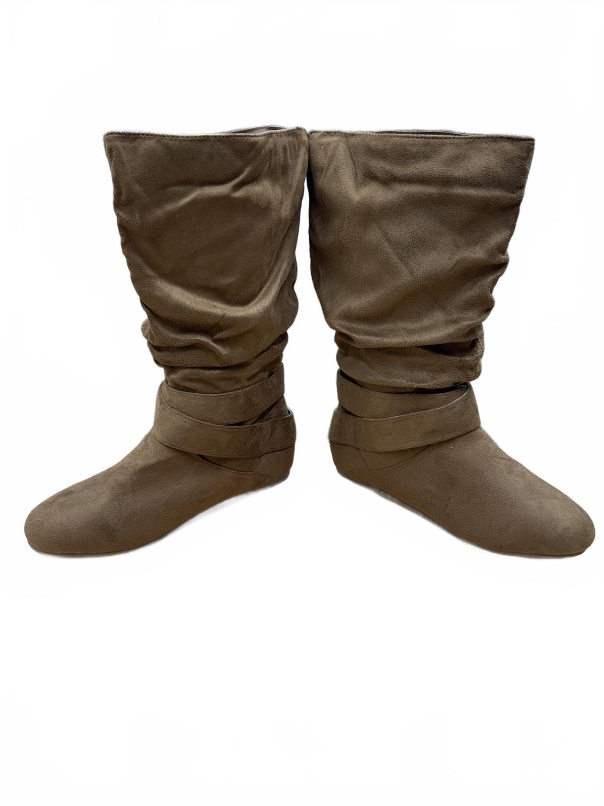 Brown Slouchy Mid Calf Boots Combat Boots