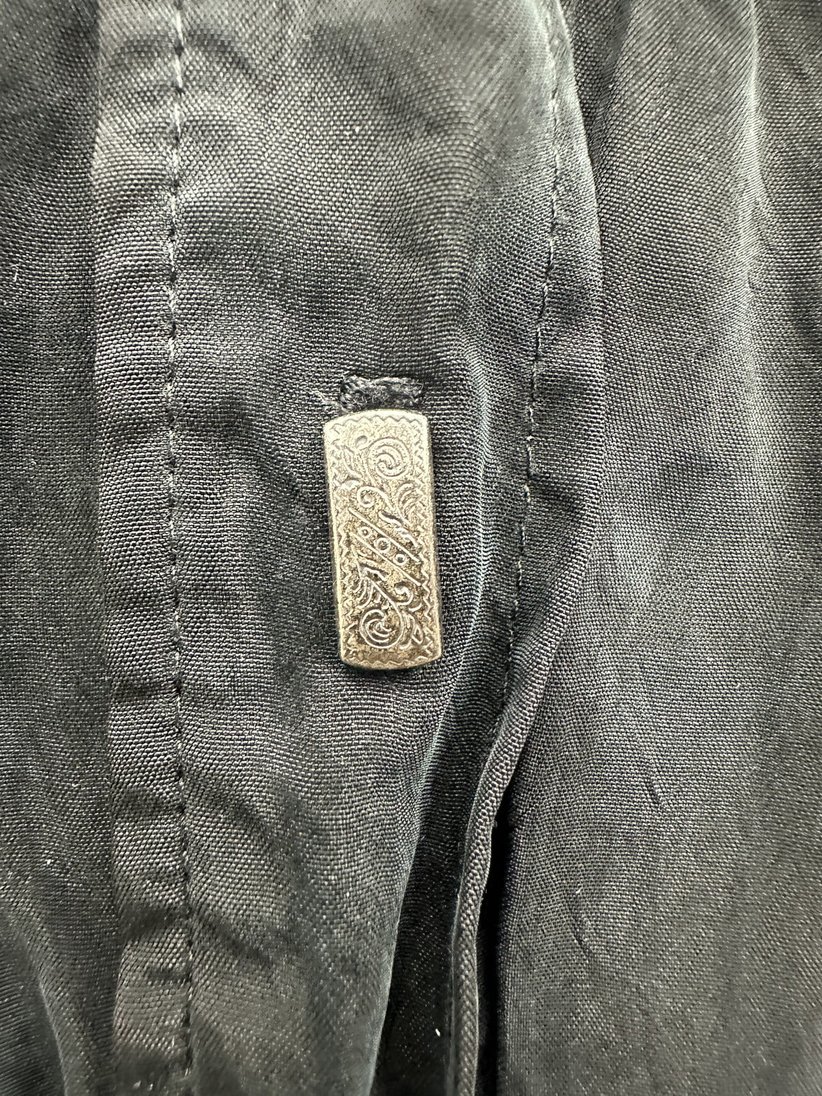 Longhorn Vintage Black Western Shirt with Silver Buttons