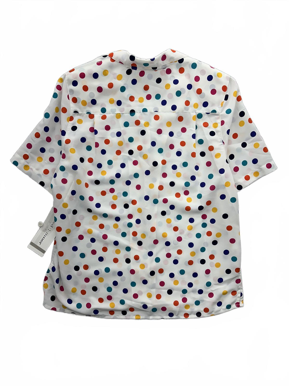 NWT Alfred Dunner Multicolor Polka Dot Button Up Blouse