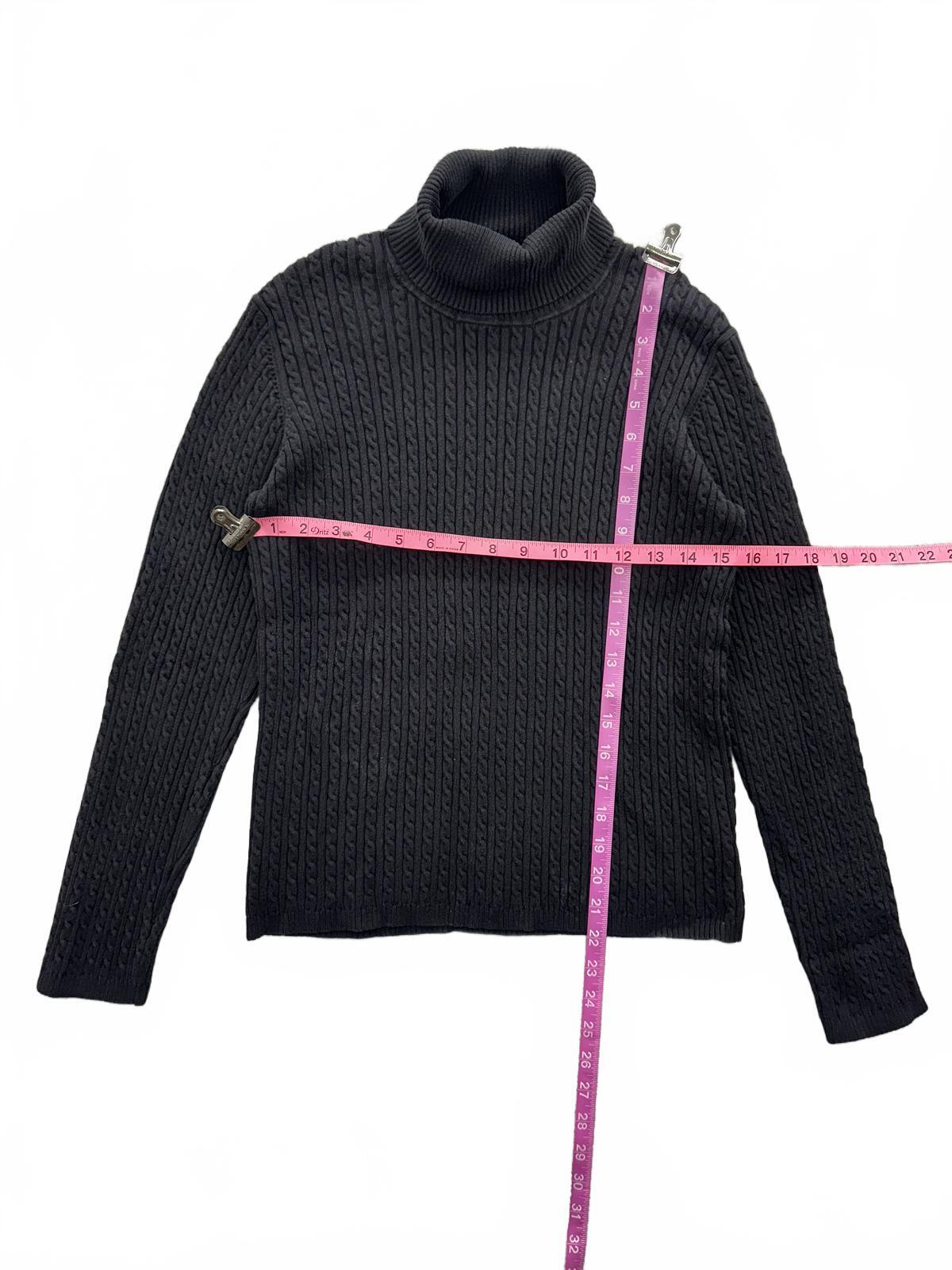 Anne Klein Black Cable Knit Turtleneck Sweater