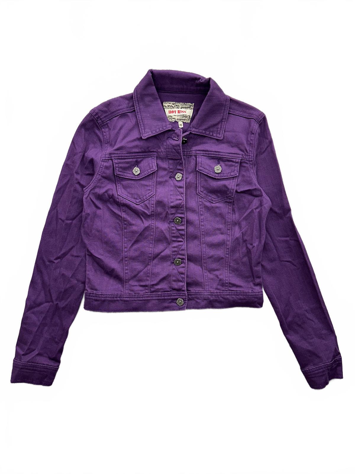 Hot Kiss Purple Denim Jacket Classic Streetwear Outerwear