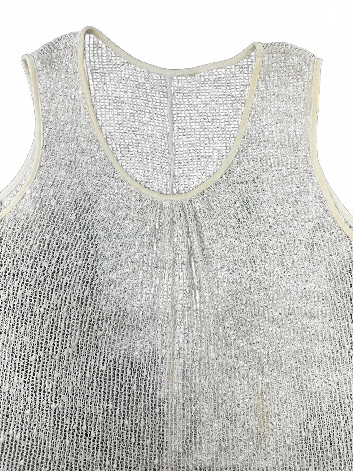 Y2K Fairycore Mesh Tank Top with Silver Sequins Sleeveless White