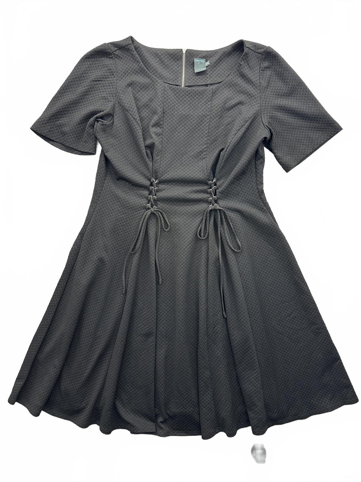Gabby Skye Black Fit and Flare Dress with Lace Up Detail