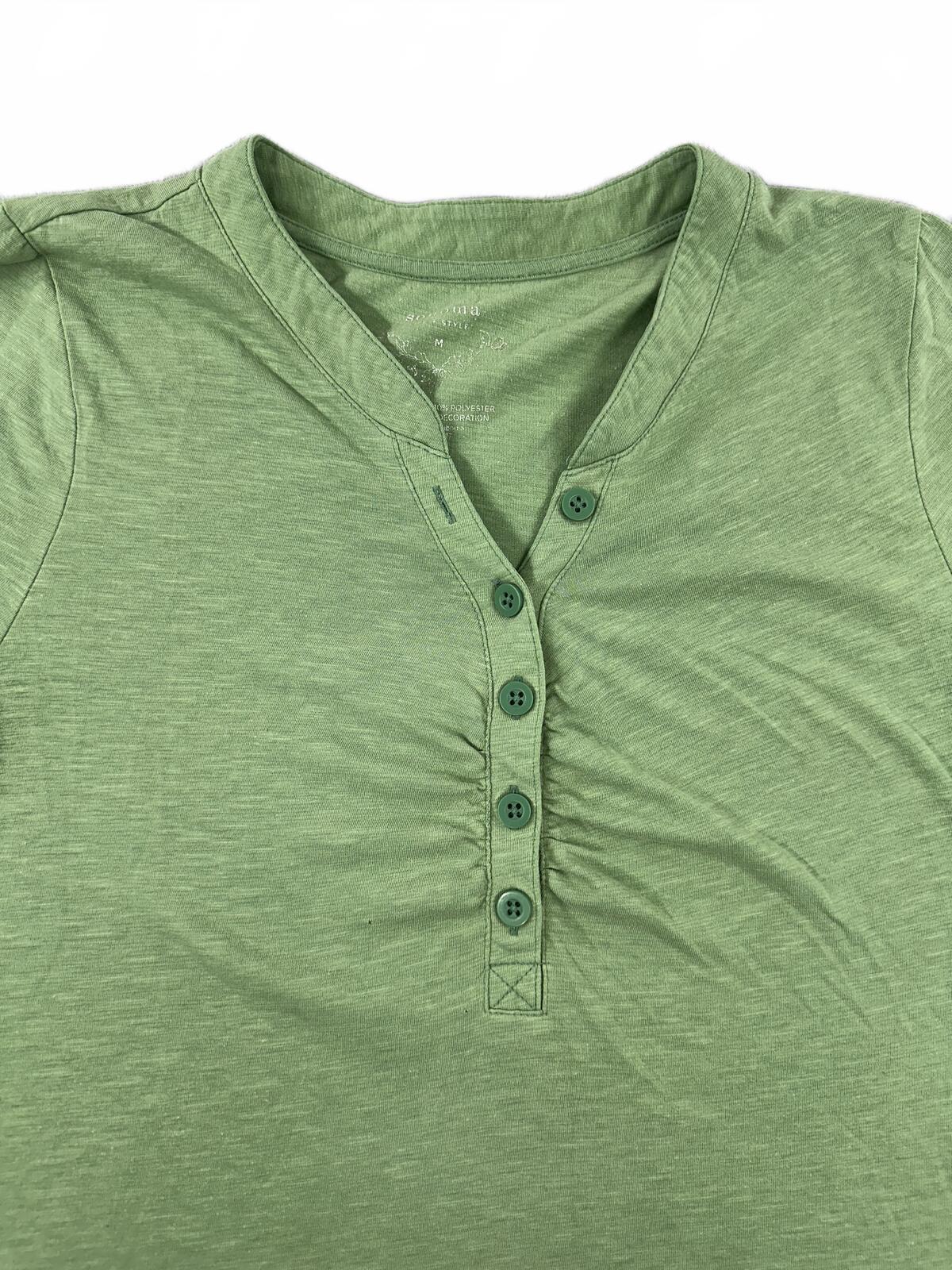 Sonoma Life Style Green Short Sleeve Henley Tee Y2K Fairycore Casual