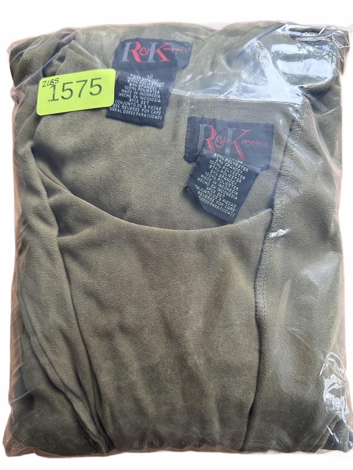 R&K Originals Olive Green Suede Two Piece Suit Set Jacket and Tank Top