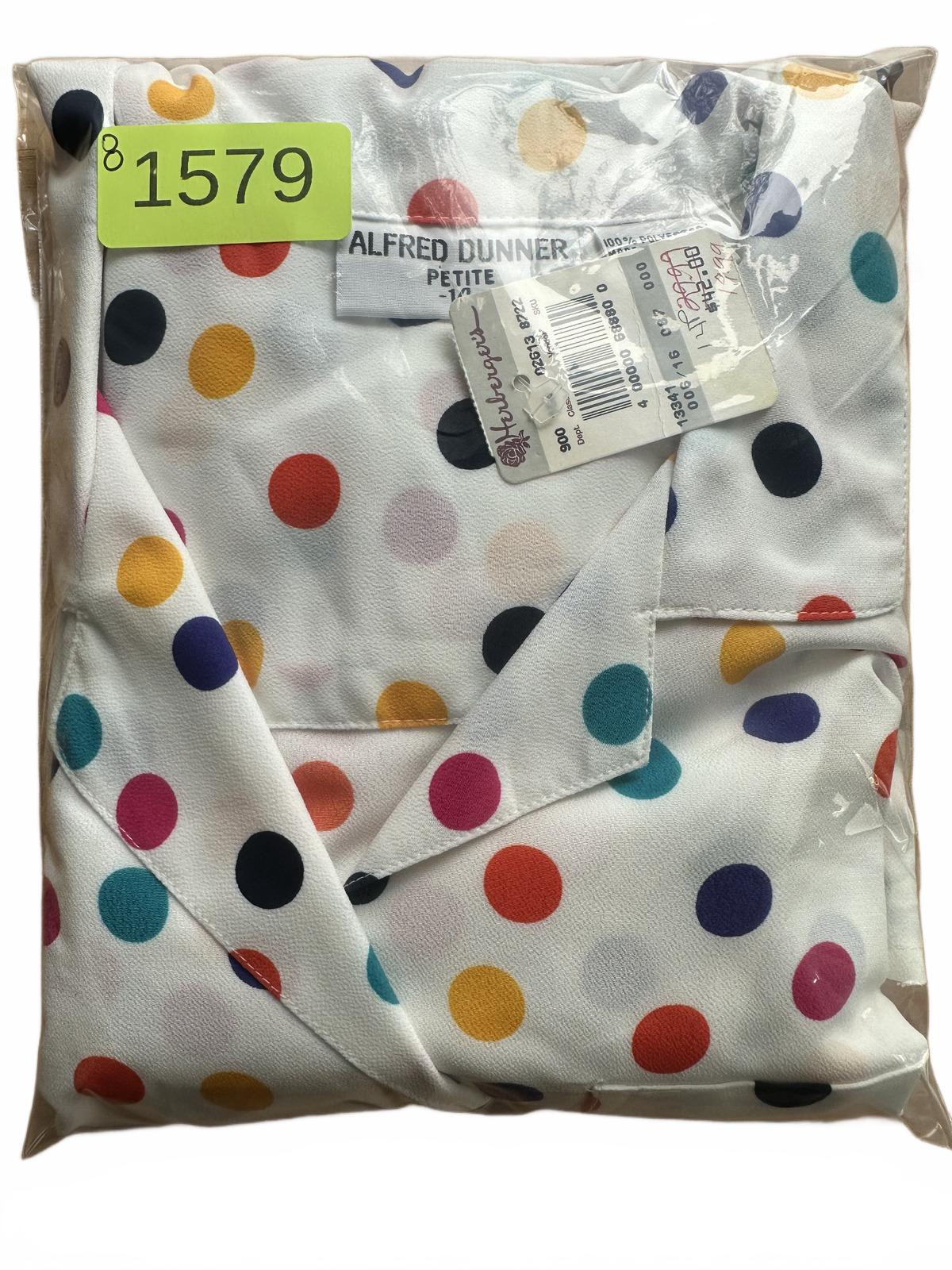 NWT Alfred Dunner Multicolor Polka Dot Button Up Blouse