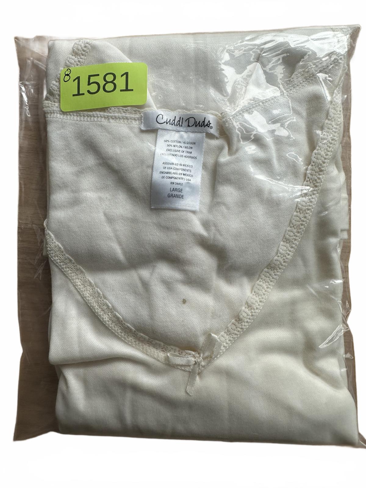 Cuddl Duds Cream Long Sleeve Thermal Top with Lace Trim