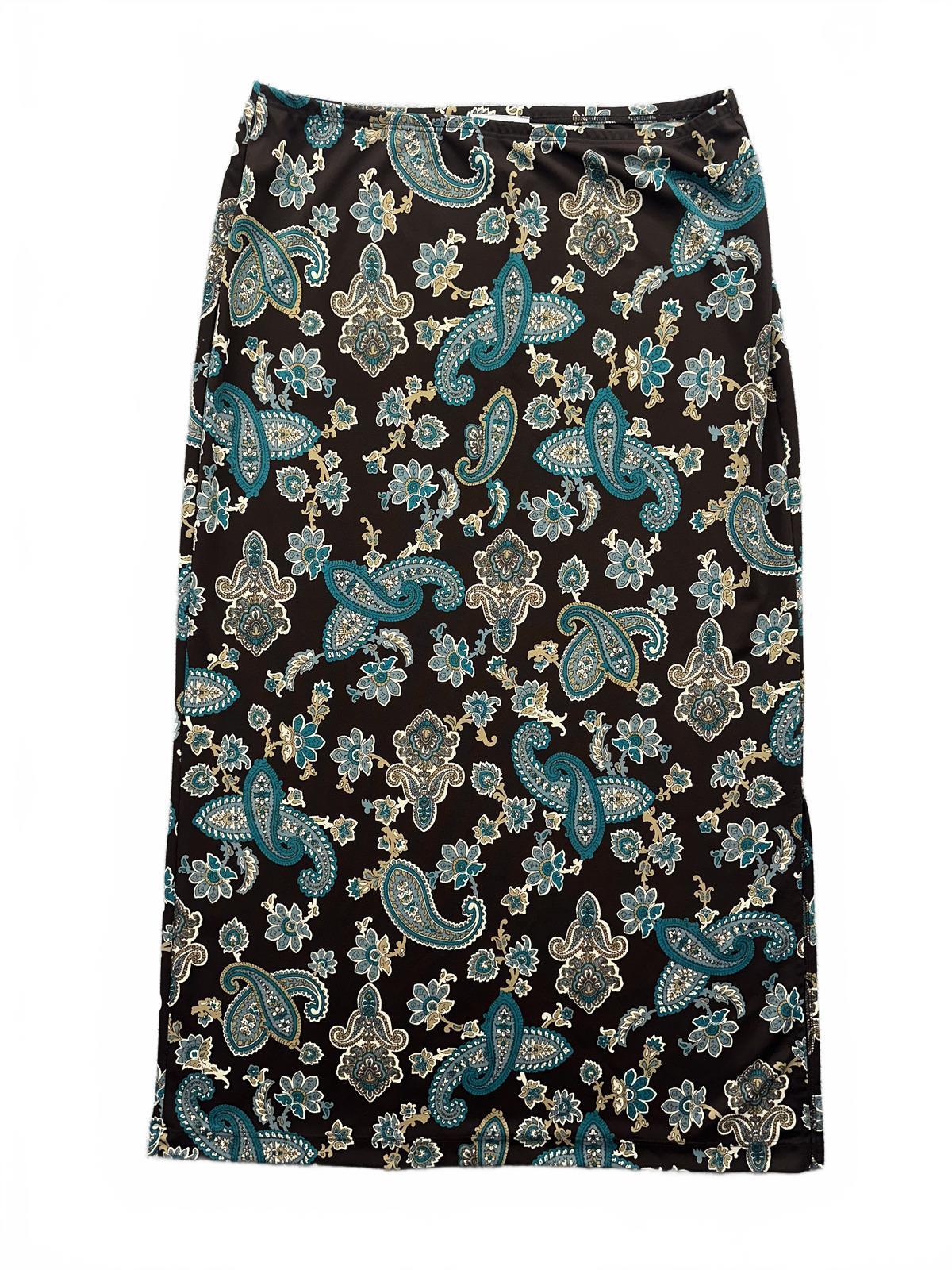 Nine West Vintage Inspired Maxi Skirt with Paisley Floral Print Boho Chic