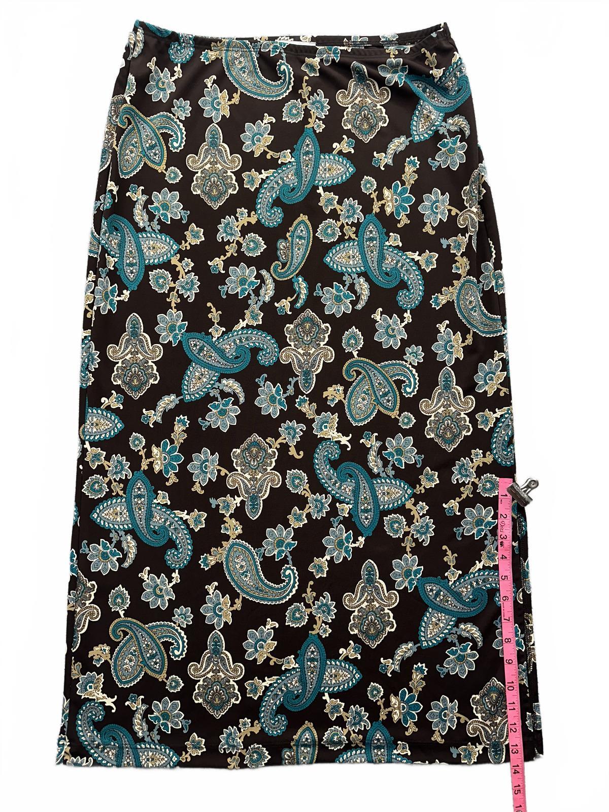 Nine West Vintage Inspired Maxi Skirt with Paisley Floral Print Boho Chic