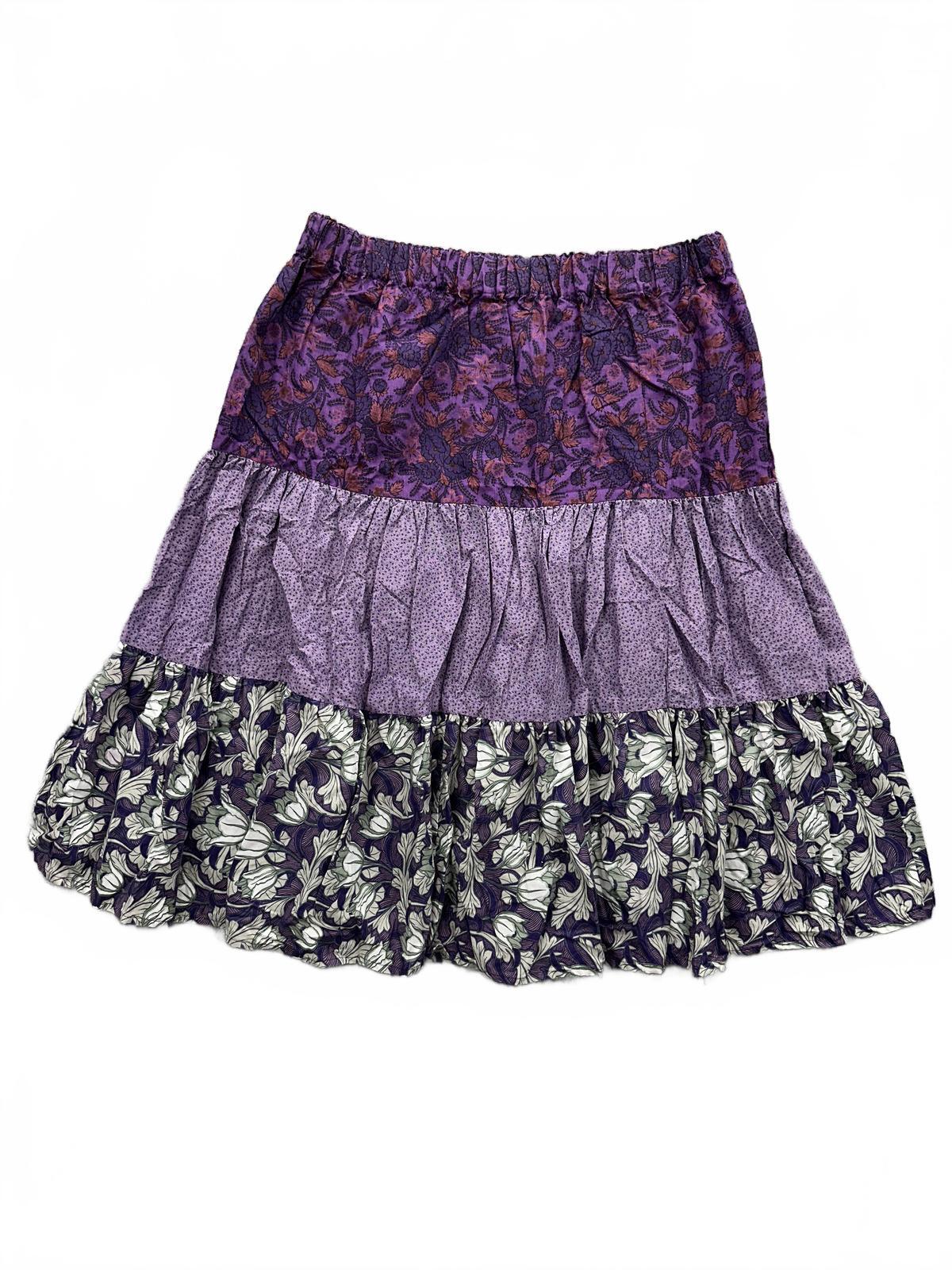 Vintage Boho Tiered Purple Floral Skirt