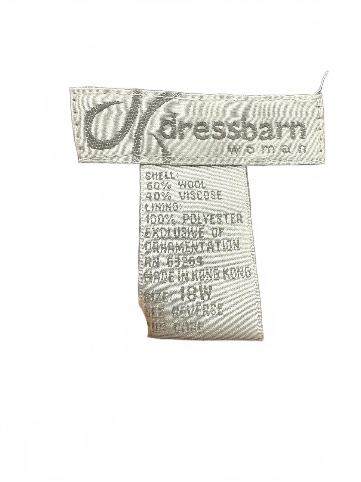Dressbarn Vintage Gray Wool Skirt with Pink Floral Embroidery and Fringe Hem