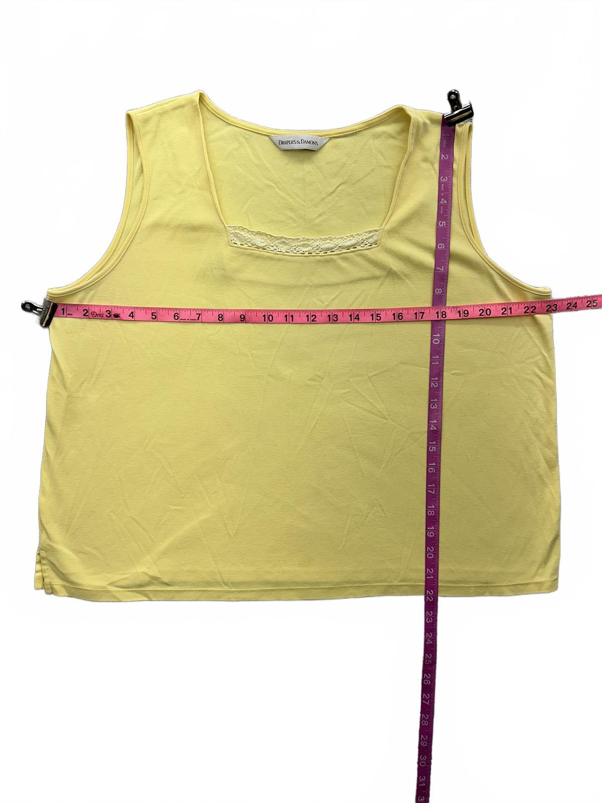 Draper's & Damon's Yellow Lace Trim Tank Top Vintage Inspired Summer Top