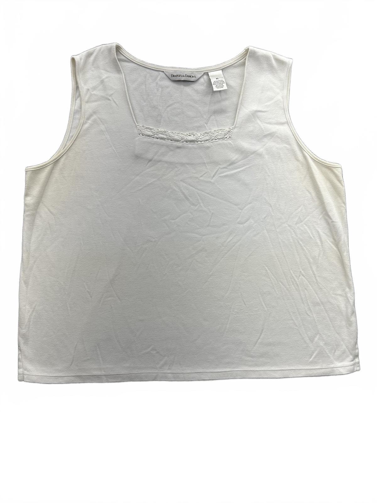 Draper's & Damon's White Lace Trim Tank Top
