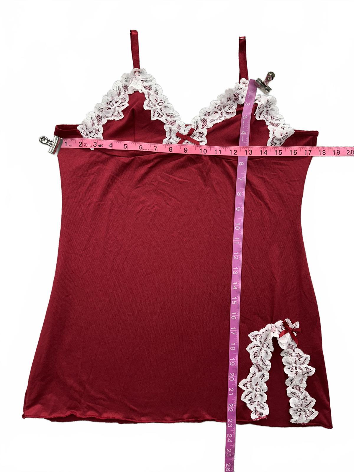 Vintage Inspired Burgundy Lace Trim Slip Dress Chemise