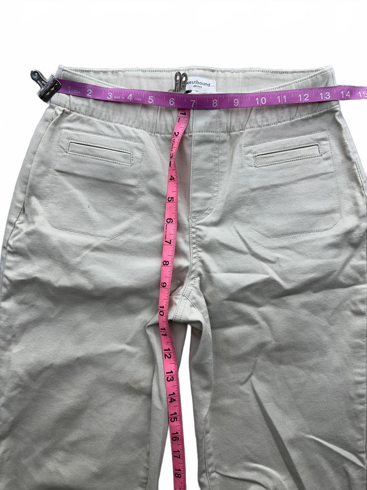 Westbound Petites Beige Capri Pants Cropped Tailored Fit Casual Semi Formal