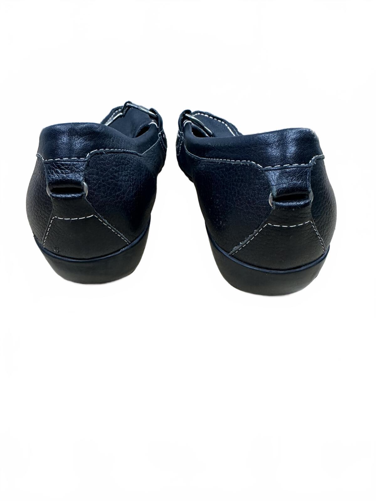 Nickles Black Leather Loafers with Silver Bit Detail Classic Y2K Preppy Slip