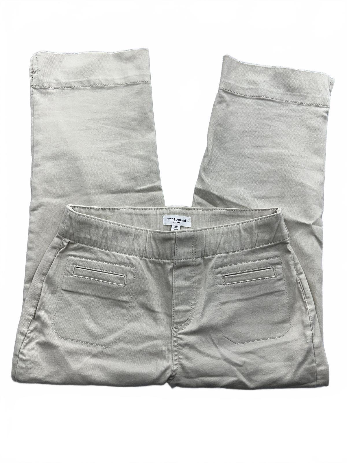 Westbound Petites Beige Capri Pants Cropped Tailored Fit Casual Semi Formal