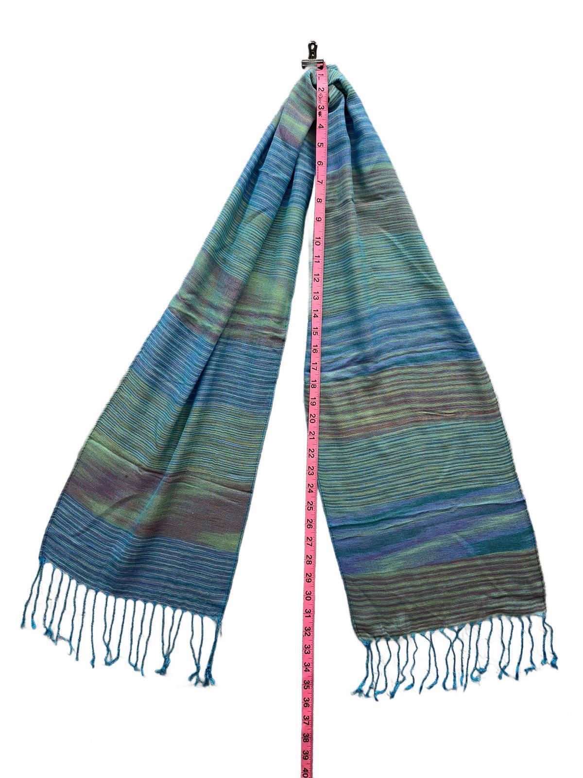 Boho Chic Multicolor Striped Scarf with Fringe Tassels