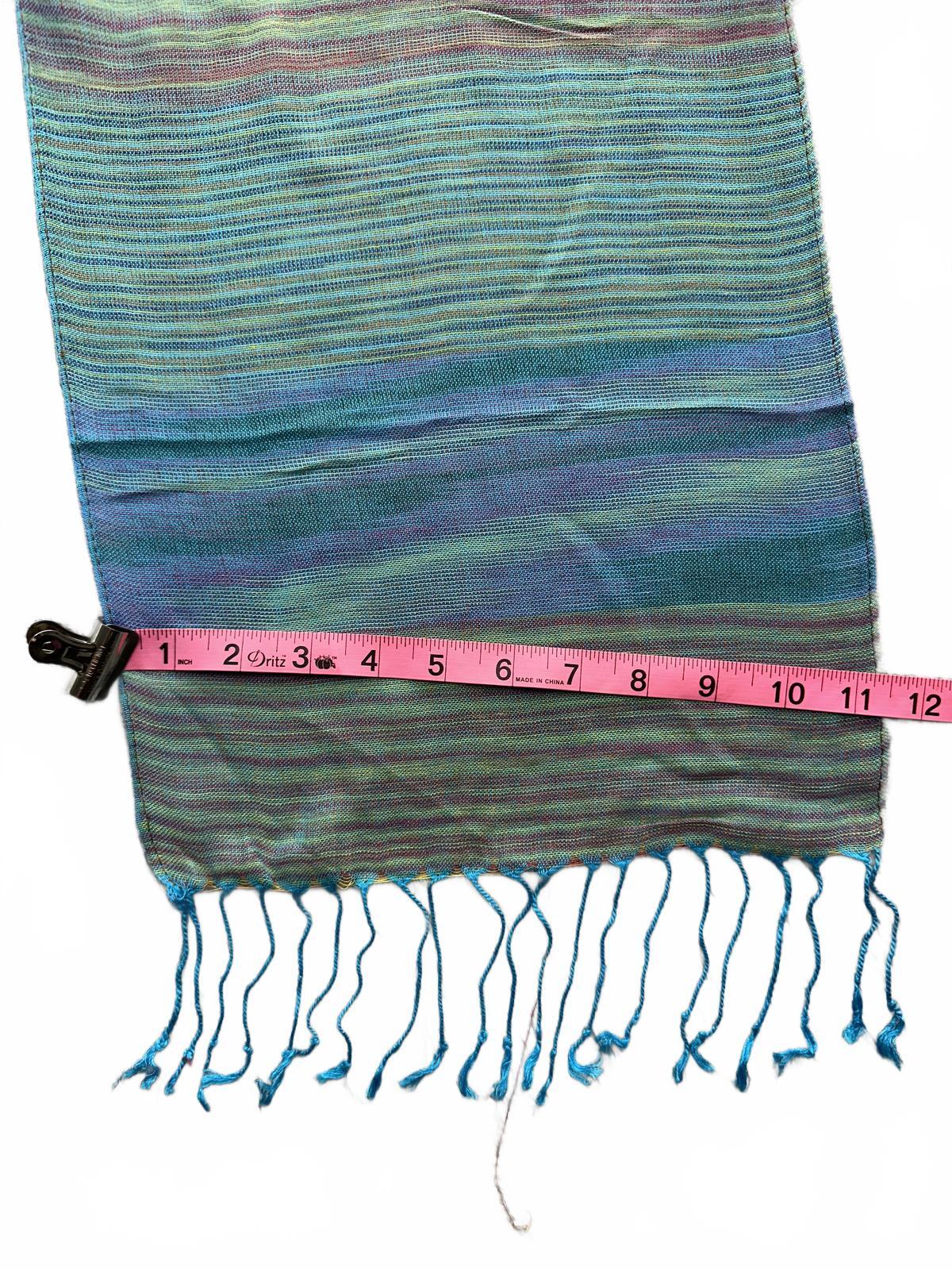 Boho Chic Multicolor Striped Scarf with Fringe Tassels