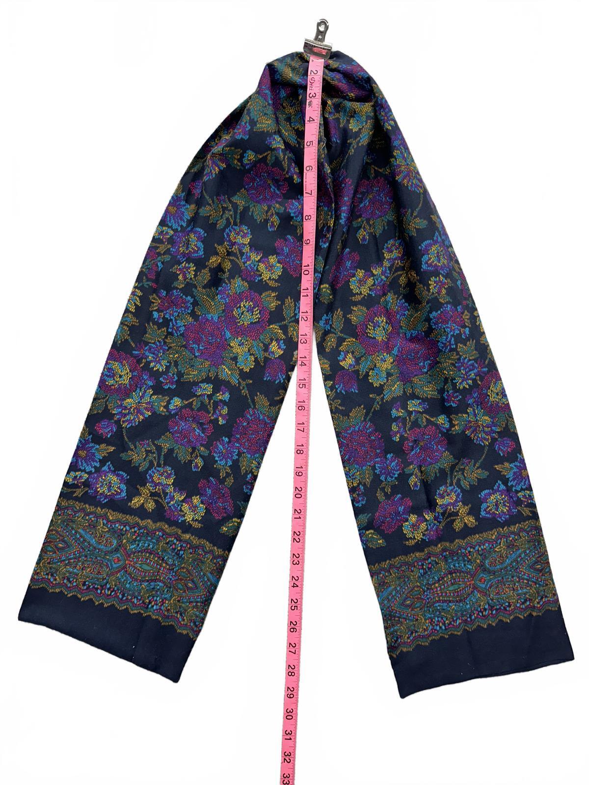Floral Paisley Scarf Wrap Navy Purple Blue Green Vintage Bohemian