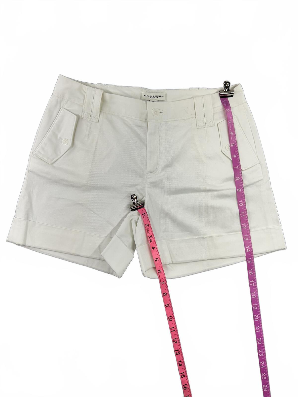 Banana Republic Martin Fit White Shorts Tailored Mid Rise