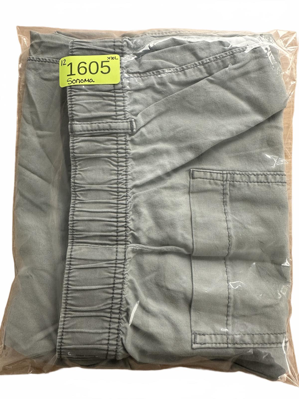 Sonoma Gray Cargo Shorts Elastic Waistband Casual
