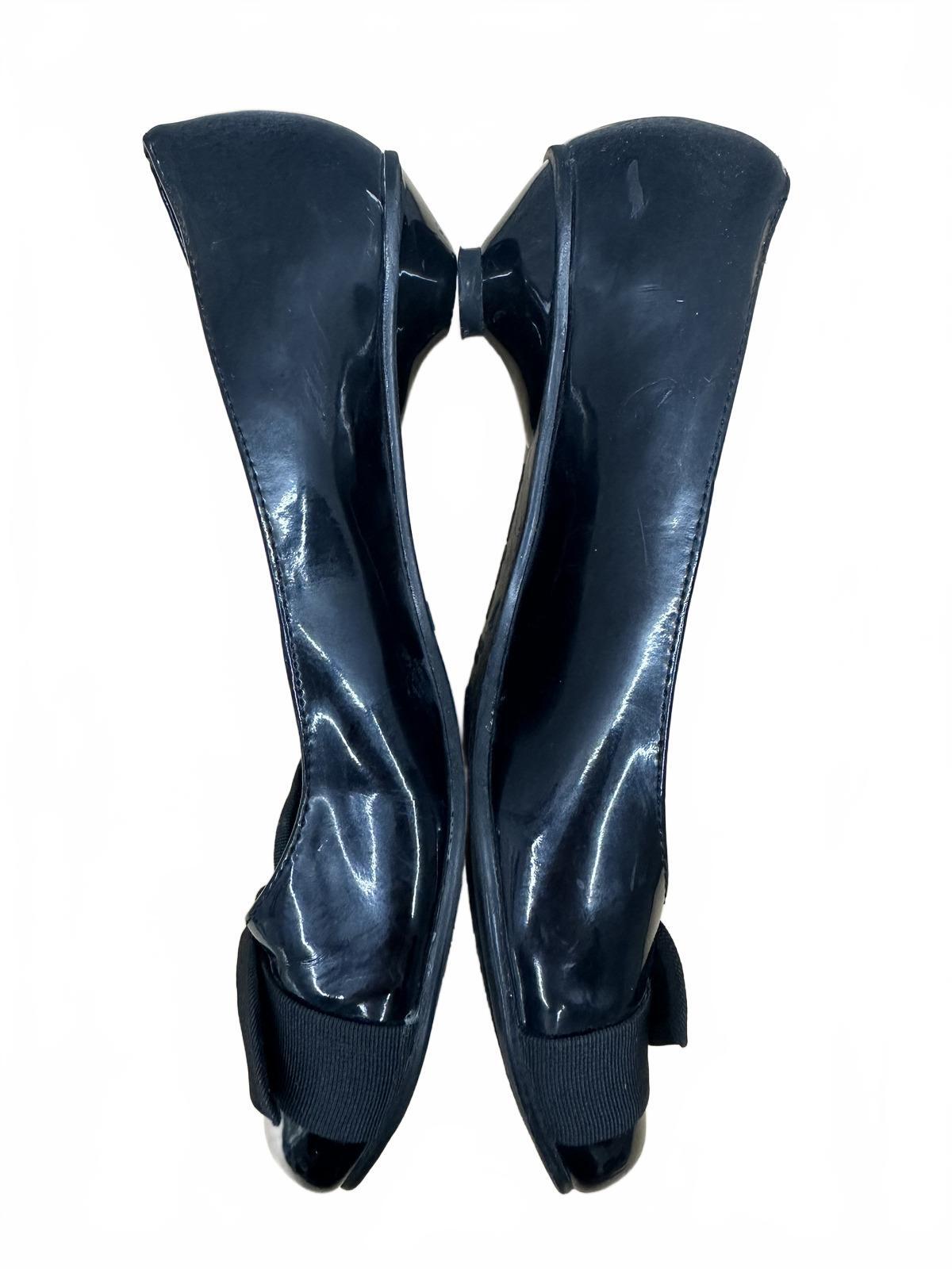 American Eagle Black Patent Flats with Bow Detail